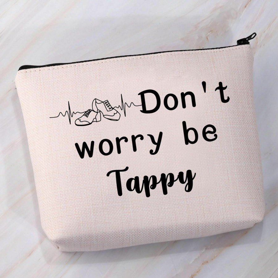 VAMSII Vamsii Don'T Worry Be Tappy Funny Tap Dancer Gift Tap Dancing Accessory Pouch Tap Dancing Teacher Bag (Tap Dancer Cosmetic Bag) | Coin Purses & Pouches