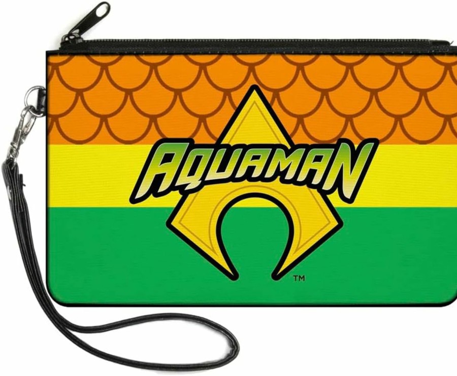 Buckle-Down Buckle-Down Buckle-Down Zip Wallet Aquaman Large Accessory, Aquaman, 8" X 5" | Coin Purses & Pouches