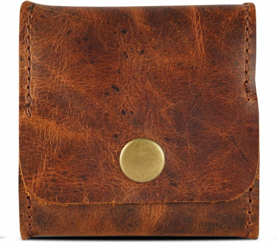 CestAntiQ Cestantiq, Leather Coin Pouch | Moon Pocket Coin Case | Genuine Leather Squeeze Coin Purse | Pouch Change Holder | Purse Wallet For Men & Women Handmade Vintage Gift :: Brown | Coin Purses & Pouches