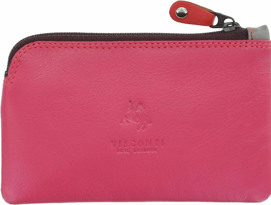 VISCONTI Visconti Rb69 Multi Color Soft Leather Coin Purse Key Wallet With Key Chain (Plum) | Coin Purses & Pouches