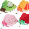 STOBOK Stobok 4Pcs Cute Coin Purse Fruit Pattern Plush Triangle Wallet Pocket Mini Pouch Purse (Watermelon + Orange + Dragon Fruit + Kiwi) | Coin Purses & Pouches