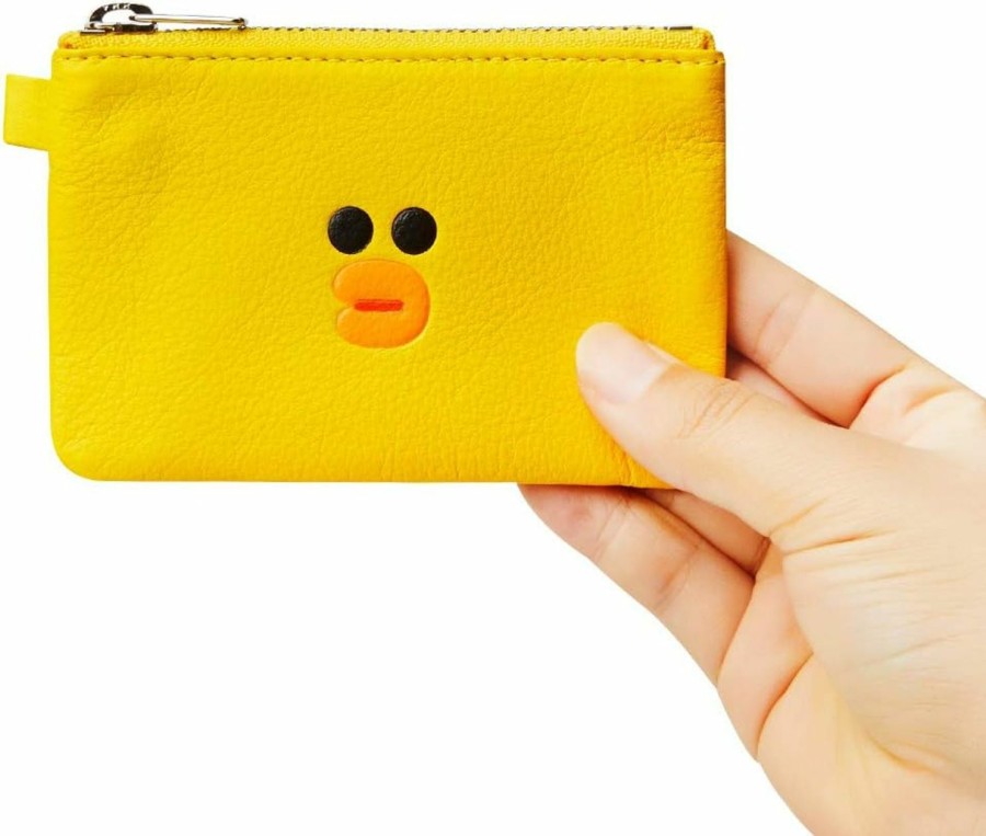 LINE FRIENDS Line Friends Sally Character Soft Leather Small Coin Purse Card Wallet Pouch Jewelry Bag, Yellow | Coin Purses & Pouches