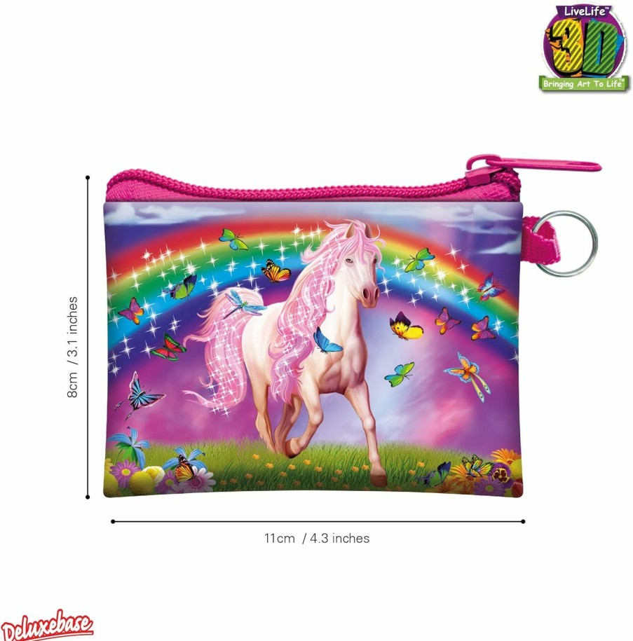 Deluxebase 3D Livelife Coin Purse - Pink Pony Dazzle From Deluxebase. Lenticular 3D Horse Purse. Cash, Coin And Card Holder With Secure Zipper Featuring Artwork Licensed From Renowned Michael Searle | Coin Purses & Pouches