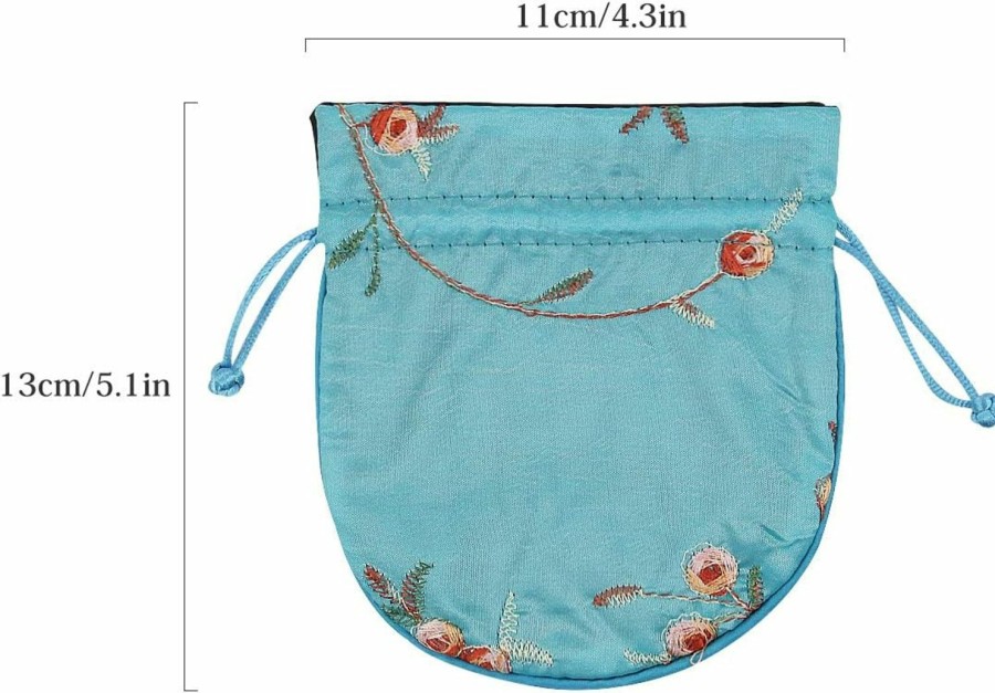 kilofly Kilofly 12 Silk Coin Purse Drawstring Floral Embroidered Jewelry Bag Gift Pouch | Coin Purses & Pouches