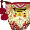 Retro 1951 Santa Coin Purse Pouch With Pom Poms | Coin Purses & Pouches