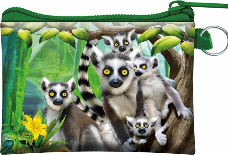 Deluxebase 3D Livelife Coin Purse - Ring-Tailed Lemurs From Deluxebase. Lenticular 3D Lemur Purse. Cash, Coin And Card Holder With Secure Zipper Featuring Artwork Licensed From Renowned Michael Searle | Coin Purses & Pouches