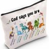 WZMPA Wzmpa Dinosaur Cosmetic Makeup Bag Dinosaur Lover Gift God Says You Are Unique Special Lovely Precious Strong Dinosaur Zipper Pouch Bag For Women Girls (God Says Dinosaur) | Coin Purses & Pouches