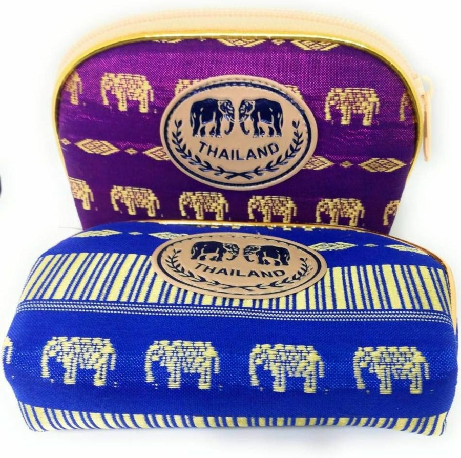 asmanjune Set Of 2 Elephant Design Multi-Color Thai Handmade Purse Small Wallet Accessirues Vintage Souvenir | Coin Purses & Pouches