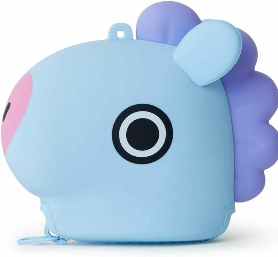 BT21 Bt21 Mang Character Silicone Small Coin Purse Id Credit Card Wallet Toiletry Pouch With Zipper, Light Blue/Purple | Coin Purses & Pouches