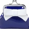 Sourpuss Super Floozy Coin Purse - Blue With White Bow - Sourpuss Brand, 5.5\" X 4.5\" X 2.5\" | Coin Purses & Pouches