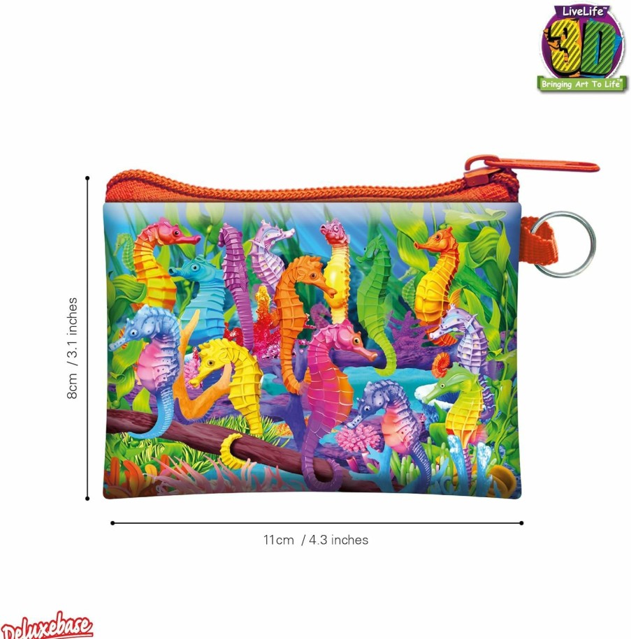 Deluxebase 3D Livelife Coin Purse - Hilarius Hippocampus From Deluxebase. Lenticular 3D Seahorse Purse. Cash, Coin And Card Holder With Secure Zipper Featuring Artwork Licensed From Renowned Michael Searle | Coin Purses & Pouches