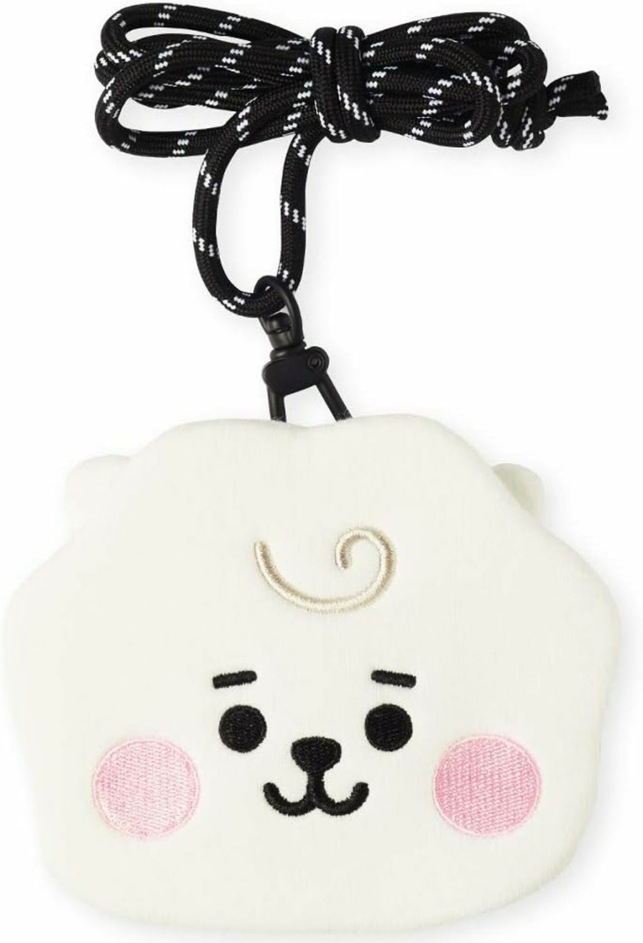 BT21 Bt21 Baby Series Rj Character Small Coin Purse Pouch Id Card Wallet With Lanyard, White | Coin Purses & Pouches