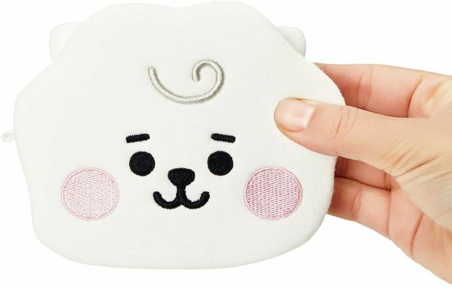 BT21 Bt21 Baby Series Rj Character Small Coin Purse Pouch Id Card Wallet With Lanyard, White | Coin Purses & Pouches