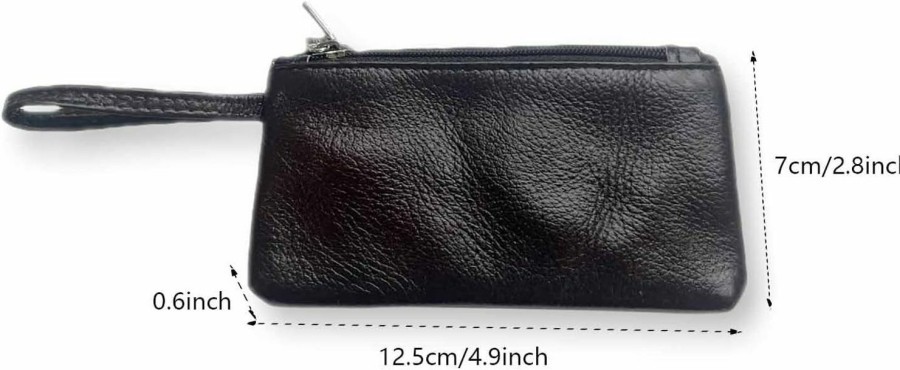 Yurtziru Yurtziru 1Pcs Genuine Leather Coin Purse Genuine Leather Men'S Wallet Vegan Leather Coin Purse Genuine Mini Cash Wallet Double Coin Purse For Men & Women | Coin Purses & Pouches