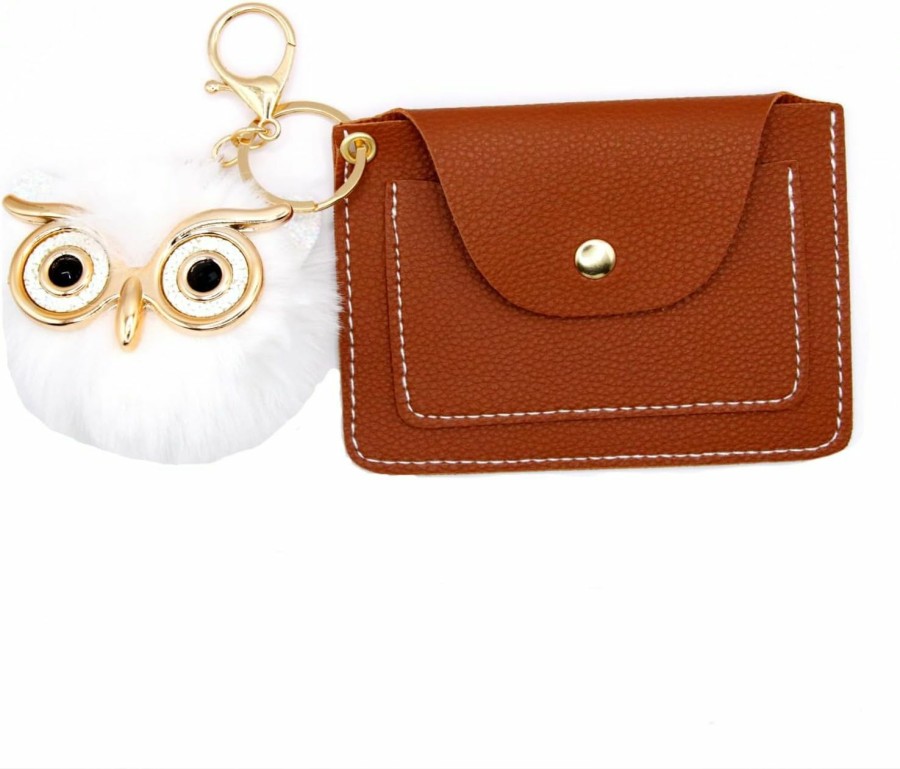 PHILITA Philita Women'S Faux Leather Credit Card Holder With Owl Keychain, Compact Leather Wallet With Key Ring, Rfid Blocking Credit Card Holder, Soft And Durable (Blue) | Coin Purses & Pouches