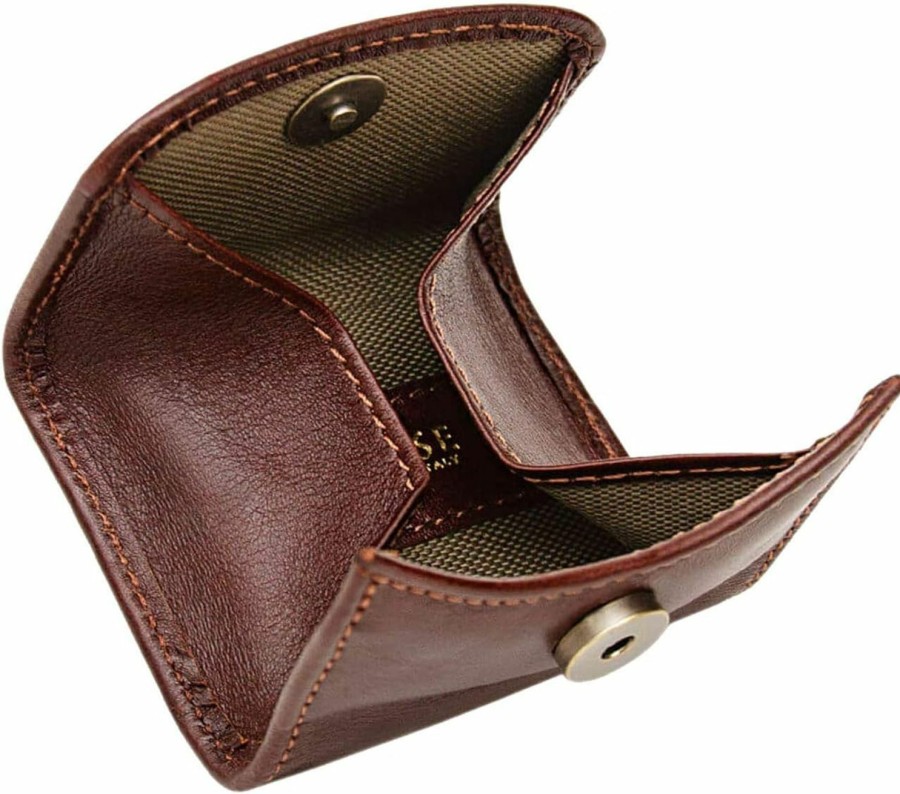 Maruse Maruse Slim Handmade Italian Leather Coin Purse With Magnetic Closure, Brown | Coin Purses & Pouches