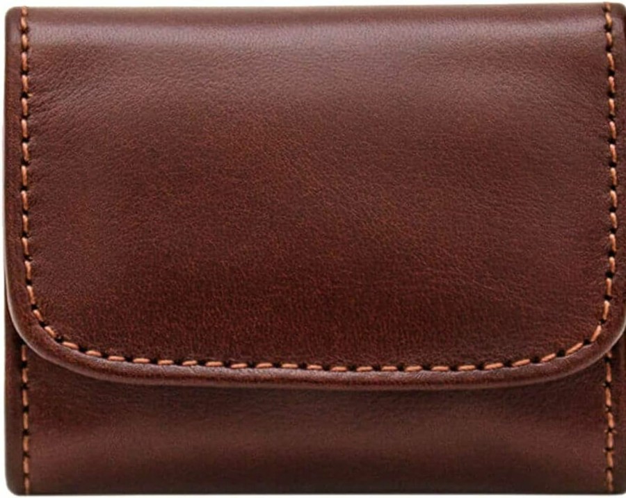 Maruse Maruse Slim Handmade Italian Leather Coin Purse With Magnetic Closure, Brown | Coin Purses & Pouches