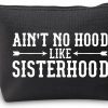 VAMSII Vamsii Sisterhood Gifts Ain'T No Hood Like Sisterhood Makeup Bag Sorority Sister Gifts Sister Friend Gifts For Women (Blk-Like Sisterhood) | Coin Purses & Pouches