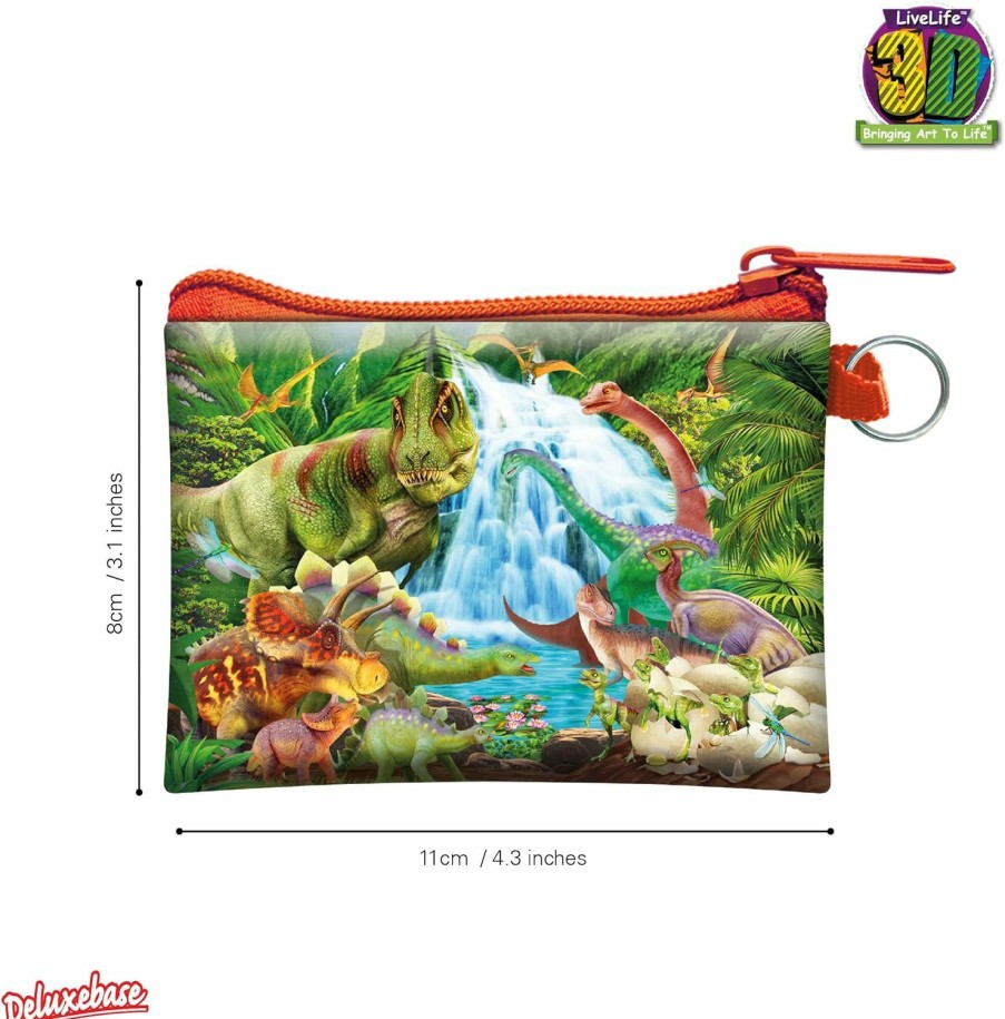 Deluxebase 3D Livelife Coin Purse - Dinosaur Mountain From Deluxebase. Lenticular 3D Jurassic Purse. Cash, Coin And Card Holder With Secure Zipper Featuring Artwork Licensed From Renowned Michael Searle | Coin Purses & Pouches