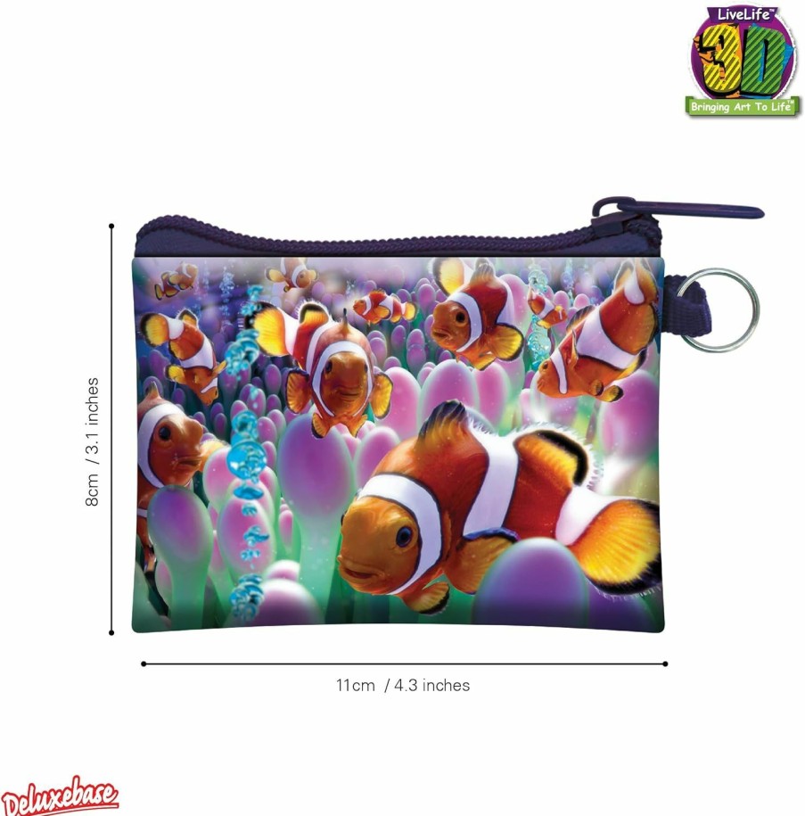 3D LiveLife 3D Livelife Coin Purse - Clown Fish From Deluxebase. Lenticular 3D Ocean Purse. Cash, Coin And Card Holder With Secure Zipper Featuring Artwork Licensed From Renowned David Penfound | Coin Purses & Pouches