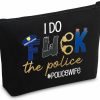 CMNIM Cmnim Police Officer Gifts Police Wife Makeup Bag Funny Deputy Sheriff Wife Gift For Policeman Girlfriend I Do F-Ck The Police (Police Wife Large Tote) | Coin Purses & Pouches