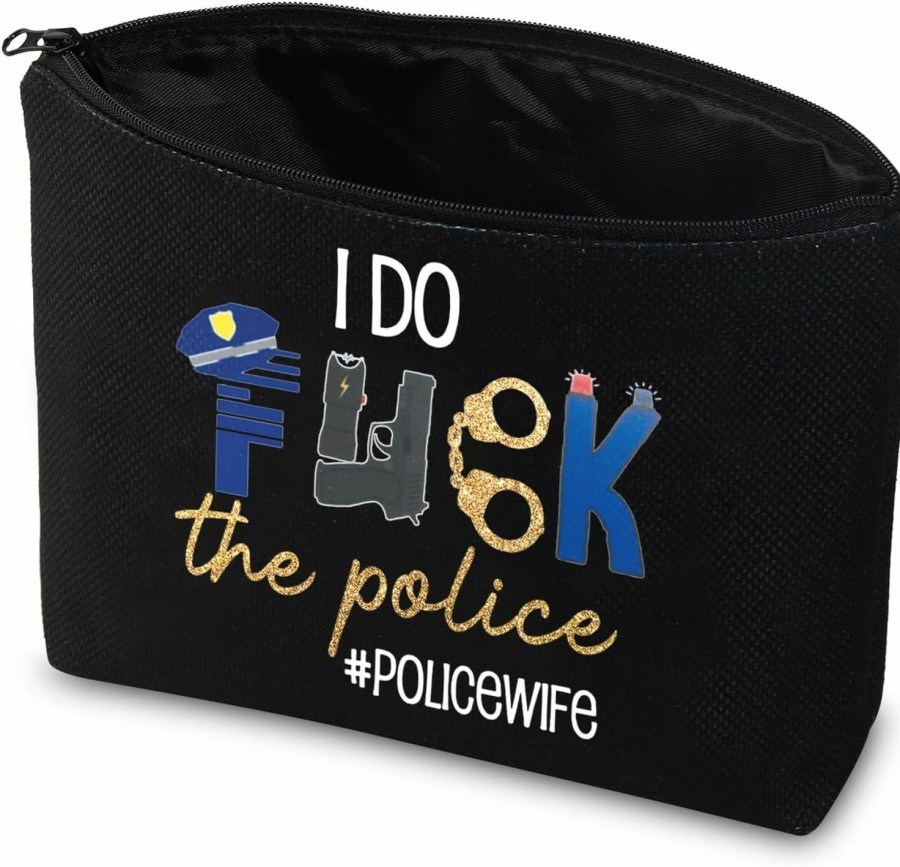 CMNIM Cmnim Police Officer Gifts Police Wife Makeup Bag Funny Deputy Sheriff Wife Gift For Policeman Girlfriend I Do F-Ck The Police (Police Wife Large Tote) | Coin Purses & Pouches