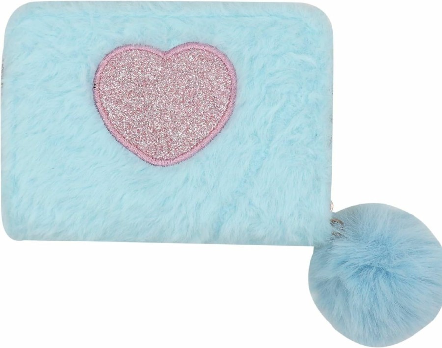 LEOMOSTE Cute Faux Fur Wallet Heart-Shaped Fluffy Purse Pouches Mini Zipper Coin Credit Card Holder | Coin Purses & Pouches