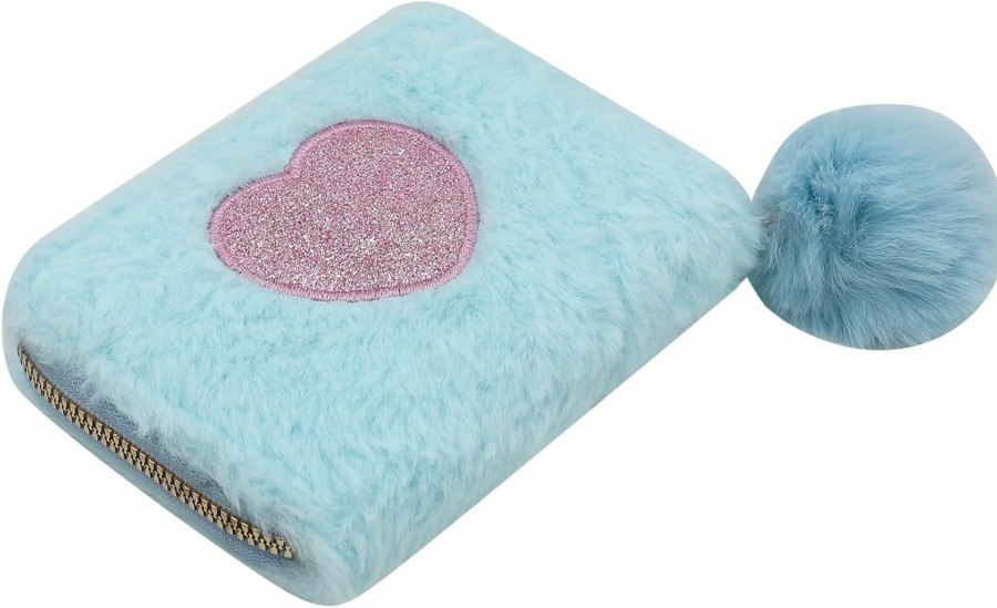 LEOMOSTE Cute Faux Fur Wallet Heart-Shaped Fluffy Purse Pouches Mini Zipper Coin Credit Card Holder | Coin Purses & Pouches