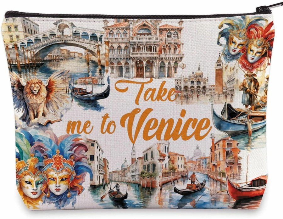 WZMPA Wzmpa Venice Italy Travel Cosmetic Bag Venice Vacation Gift Take Me To Venice Zipper Pouch Bag Venice Souvenirs Gift (Take Venice) | Coin Purses & Pouches