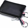 DOMILINA Leather Coin Purse Wallet With Dual Keyrings And Card Holder - Mini Change Pouch For Women Men(Black) | Coin Purses & Pouches