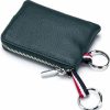 DOMILINA Leather Coin Purse Wallet With Dual Keyrings And Card Holder - Mini Change Pouch For Women Men(Green) | Coin Purses & Pouches