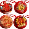 Acewen Acewen 4Pcs Chinese New Year Gift Bags Coin Wallet Purses Red Hong Bao Multifunction Storage Tinplate Box For Candies Chocolate Headset Organizer Bags Spring Festival Hanging Decor | Coin Purses & Pouches