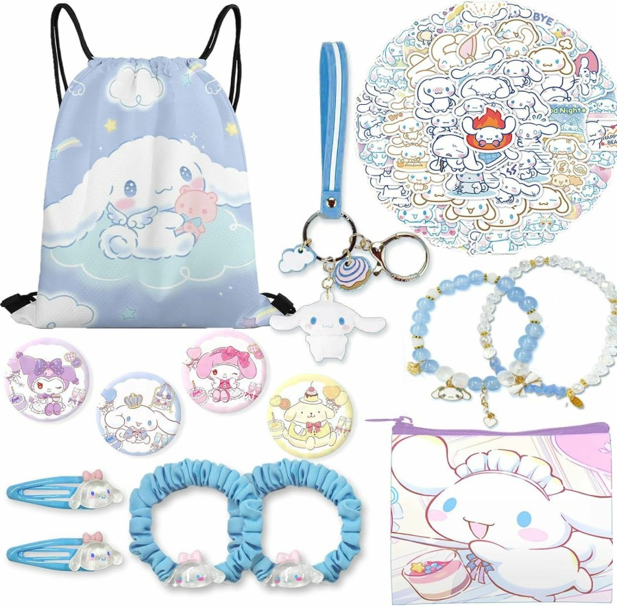 MeSporlor Cinnamoroll Stuff Gift Set For Women Including Drawstring Bag,Keychain,Stickers,Button Pins,Charm Bracelet,Hairpin Headbands,Coin Bag | Coin Purses & Pouches