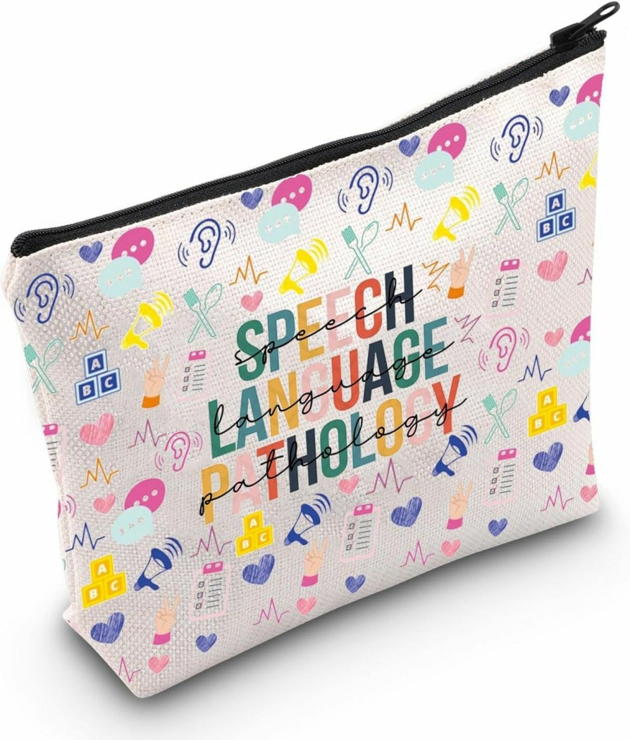 WZMPA Wzmpa Speech Language Pathology Cosmetic Bag Speech Therapist Gift Speech Therapy Makeup Zipper Pouch Bag Slp Month Merch (Speech Language) | Coin Purses & Pouches