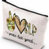 WZMPA Wzmpa Speech Language Pathologist Cosmetic Bag Speech Language Pathologist Gifts Peace Love Speech Makeup Zipper Pouch Bag Speech Therapist Appreciation Gift (Peace Speech) | Coin Purses & Pouches