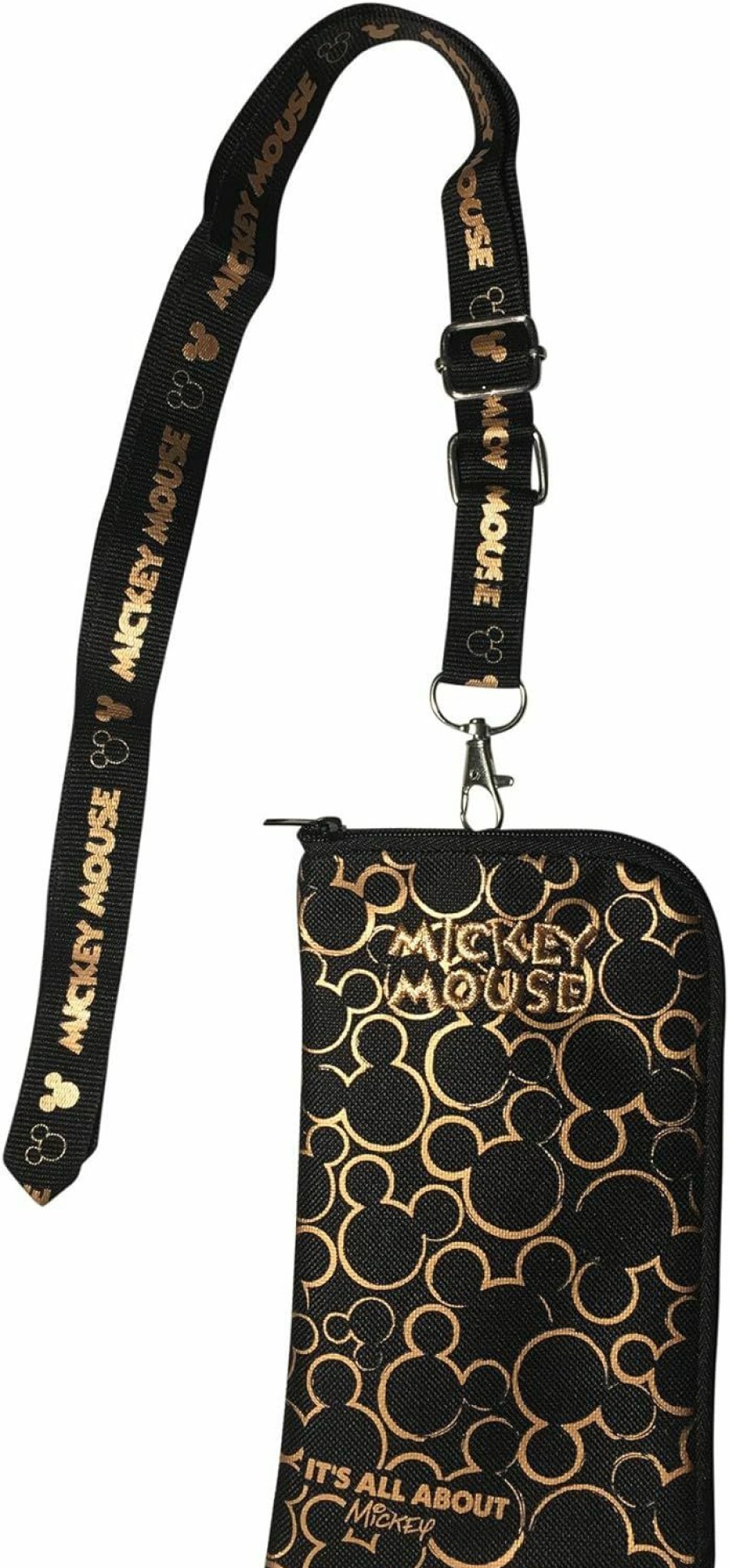 Disney Disney Mickey Mouse Black & Gold Lanyard With Detachable Coin Purse (Gold) | Coin Purses & Pouches