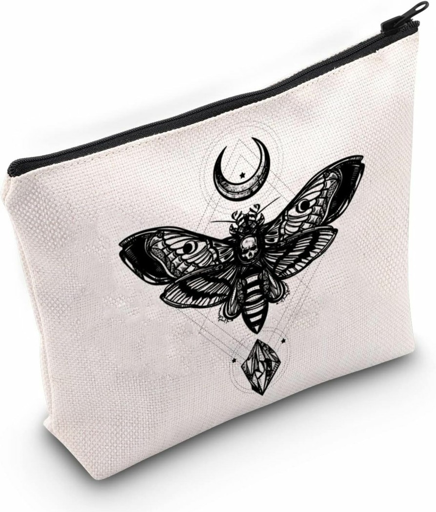 WZMPA Wzmpa Death Head Moth Cosmetic Makeup Bag Moon Phase Skull Moth Gifts Goth Skull Hawk Moth Zipper Pouch Bag For Women Girls (Death Head Moth) | Coin Purses & Pouches