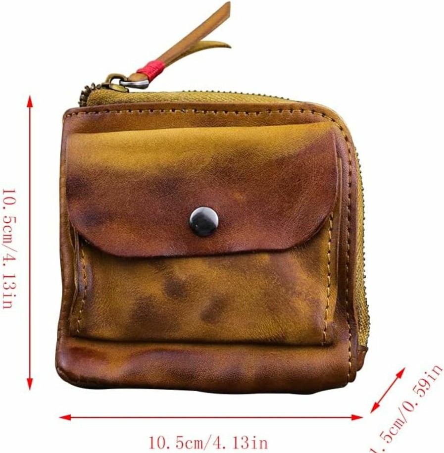 Wugebud Wugebud 1 Pcs Leather Zipper Coin Purse Wallet With Card Slots, Snap Coin Organizer, Change Holder,Card Case, Leather Zipper Storage Bag For Men & Women | Coin Purses & Pouches