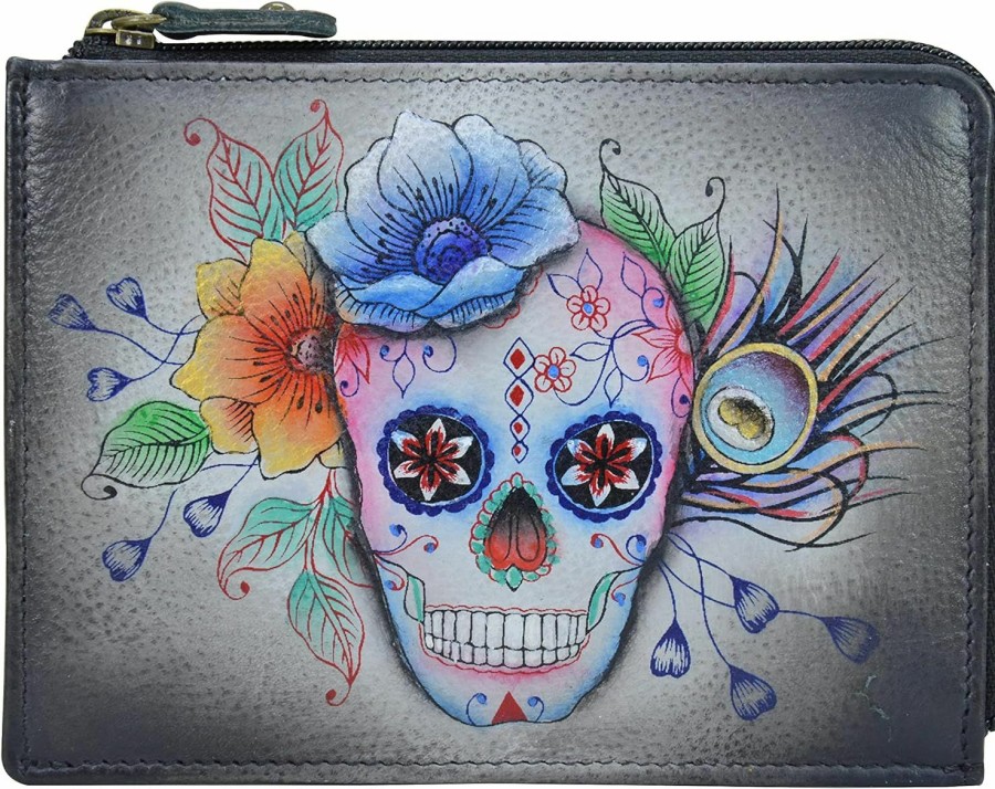 Anuschka Anuschka Women'S Genuine Leather Rfid Key Zip Case - Calaveras De Azucar | Coin Purses & Pouches