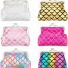 FINGERINSPIRE Fingerinspire 6 Pcs Vintage Fish Scale Pattern Coin Purse Metal Kiss Lock Change Pouch 6 Styles Mermaid Printed Fabric Coin Wallet Key Coin Earphone Holder Wallet Bag Organizer For Girls Woman | Coin Purses & Pouches