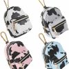 QeenRTUU Qeenrtuu 4Pcs Cow Pattern Keychain Mini Backpack Coin Purse Pouch Real Littles Backpack Style Key Chain Coin Purse For Women Small Wallets Bags Pouches (Color Mixing) | Coin Purses & Pouches