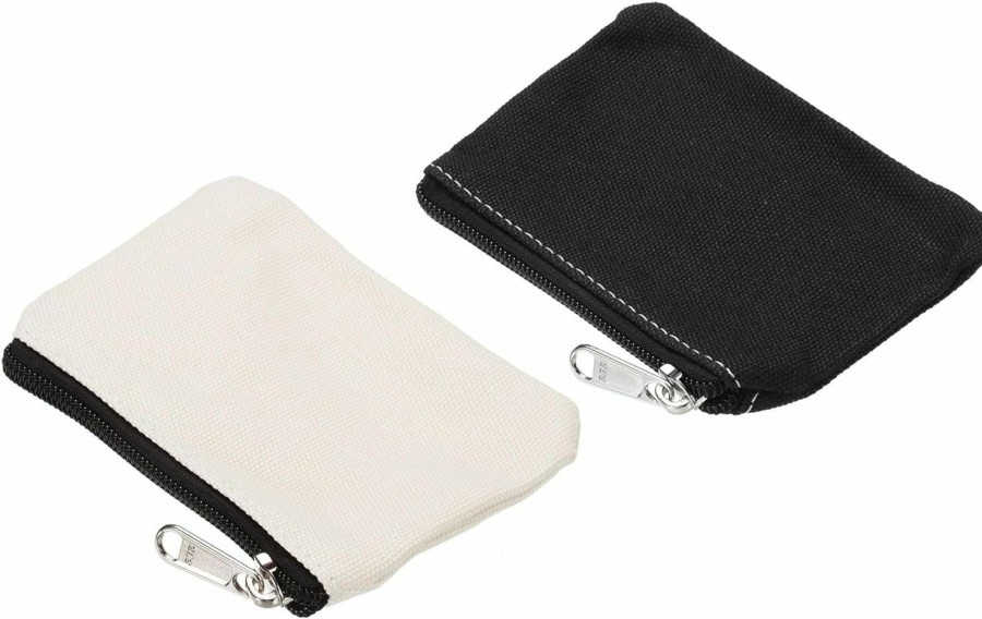 YOKIVE Yokive 2 Pcs Zipper Coin Purse Pouch, Canvas Mini Pouch Wallet Coin Purse With Zipper, Small Portable, Great For Men Women (Black White, 3 X 5-Inch) | Coin Purses & Pouches