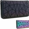 CAFINY Cafiny Geometric Luminous Wallet For Women Holographic Reflective Zipper Clutch Purse With Multiple Compartments And Coin Pocket | Coin Purses & Pouches