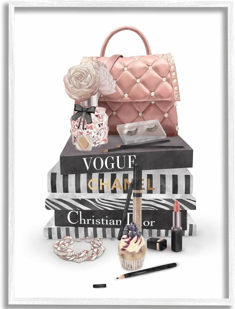 Stupell Industries Stupell Industries Fashion Bookstack Purse Perfume Pink Glam Design | Coin Purses & Pouches