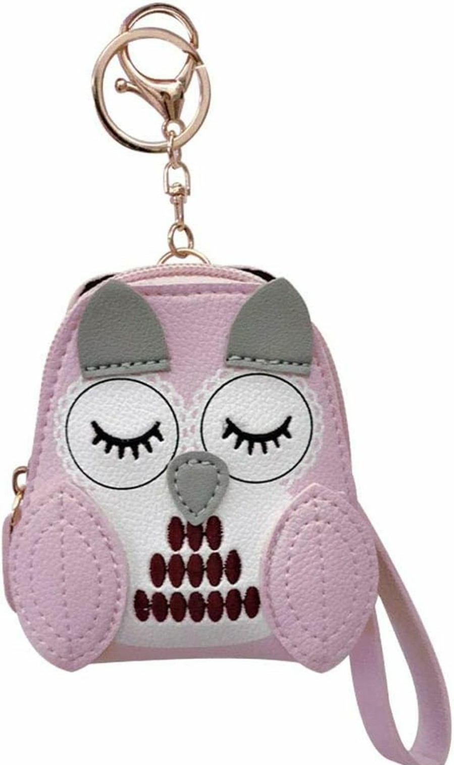 Bestfit4U Owl Coin Purse Handcrafted Zippered Change Pouch Purse Wrist Clutch With Key Ring Come In Gift Box For Women Girls (Purple) | Coin Purses & Pouches