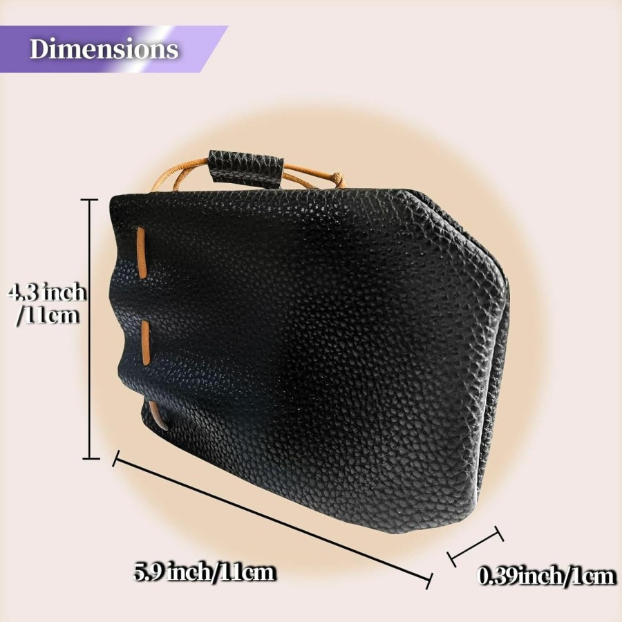 Jewssi Jewssi Women'S Faux Leather Coin Drawstring Pouch Small Medieval Men Money Dice Purses Car Change Holder Wallet Bag (Dark Brown) | Coin Purses & Pouches