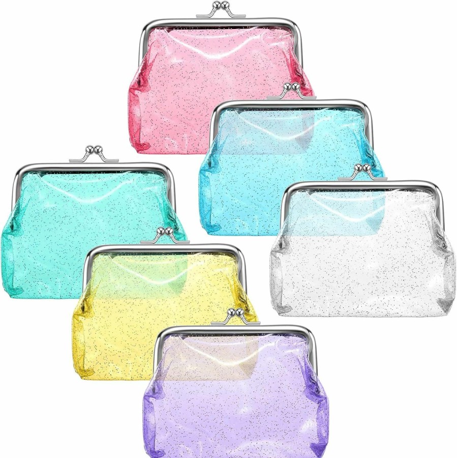 Saintrygo 6 Pieces Clear Coin Purse For Women Kiss Lock Coin Purse Transparent Change Purse Wallet Waterproof Pvc Kiss-Lock Clear Coin Wallet For Carrying Your Change (Multicolor) | Coin Purses & Pouches