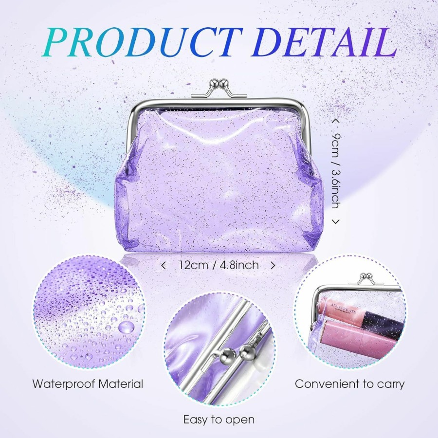 Saintrygo 6 Pieces Clear Coin Purse For Women Kiss Lock Coin Purse Transparent Change Purse Wallet Waterproof Pvc Kiss-Lock Clear Coin Wallet For Carrying Your Change (Multicolor) | Coin Purses & Pouches