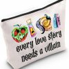 WZMPA Wzmpa Evil Queen Cosmetic Makeup Bag Halloween Villain Inspired Gift Every Love Story Needs A Villain Zipper Pouch Bag For Women Girls (Every Love Story White) | Coin Purses & Pouches