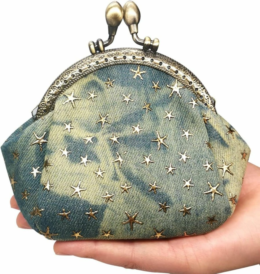 POPUCT Popuct Denim Buckle Coin Purse Star Decoration Change Pouch Wallets For Womens And Girls(Light Blue) | Coin Purses & Pouches